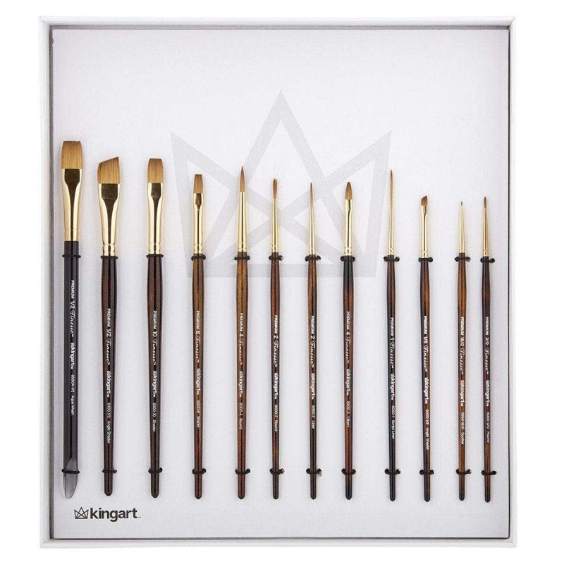 kingart premium kingart finesse kolinsky sable synthetic blend brushes gift box set of 12 29493607497889