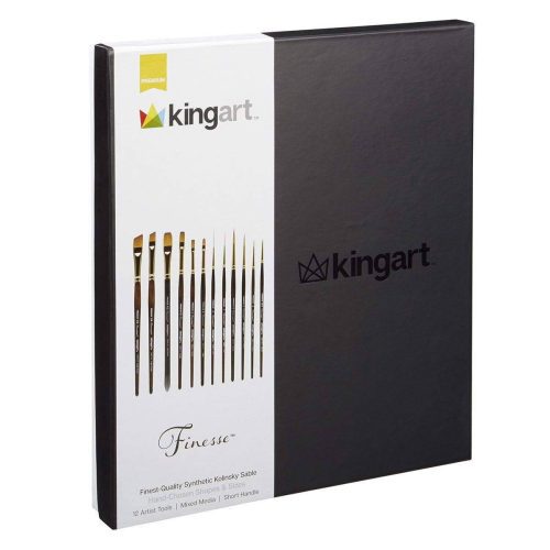 kingart premium kingart finesse kolinsky sable synthetic blend brushes gift box set of 12 29574037110945