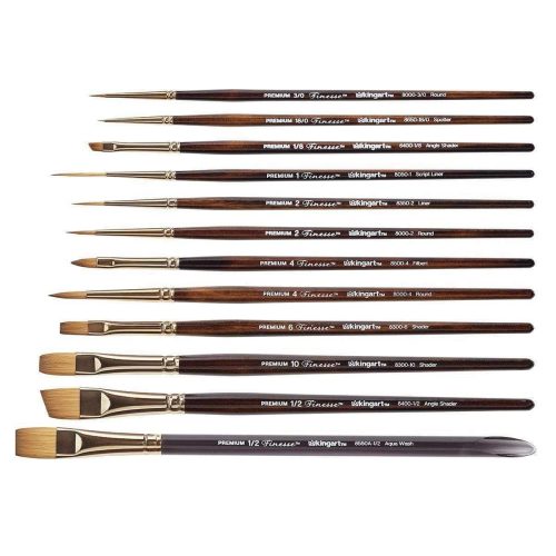 kingart premium kingart finesse kolinsky sable synthetic blend brushes gift box set of 12 29574045892769