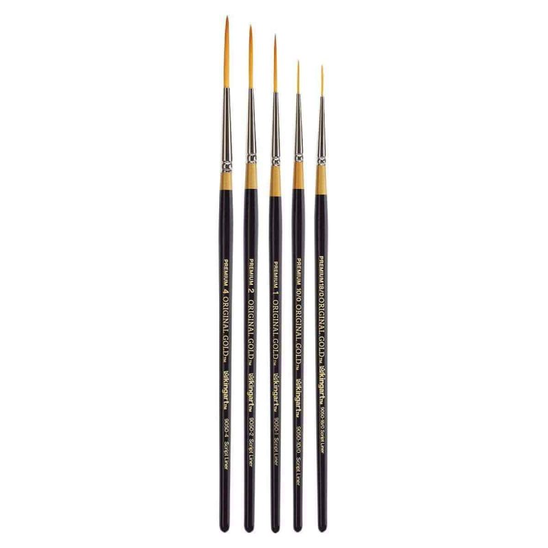 kingart premium kingart original gold 9050 series golden taklon script liner set of 5 29490500927649