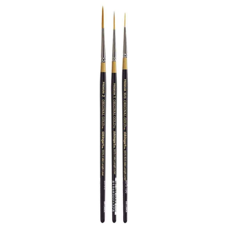 kingart premium kingart original gold 9375 series golden taklon mid length liner set of 3 28663507157153