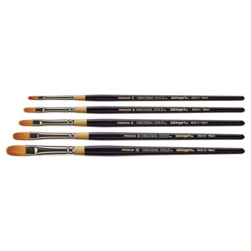 kingart premium kingart original gold 9500 series golden taklon filbert set of 5 29710091813025