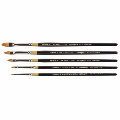 kingart premium kingart original gold 9515 series golden taklon pointed filbert set of 5 30236824862881