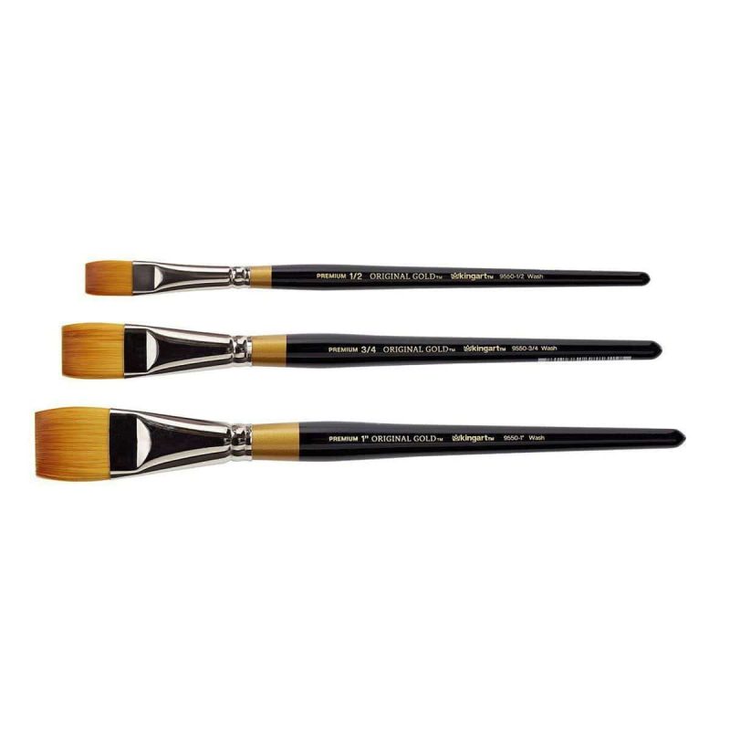 kingart premium kingart original gold 9550 series golden taklon wash brushes set of 3 29490456690849