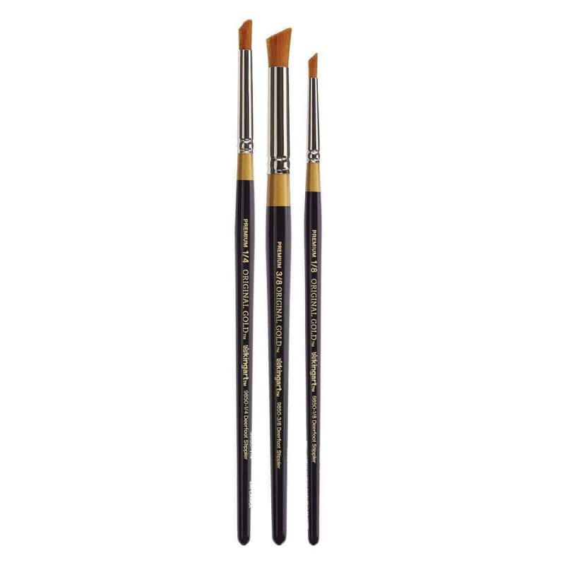 kingart premium kingart original gold 9850 series golden taklon deerfoot stippler set of 3 29493634597025