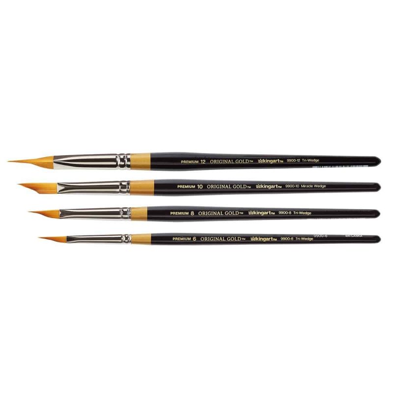 kingart premium kingart original gold 9900 series golden taklon tri wedge set of 4 unique sizes 29635154084001