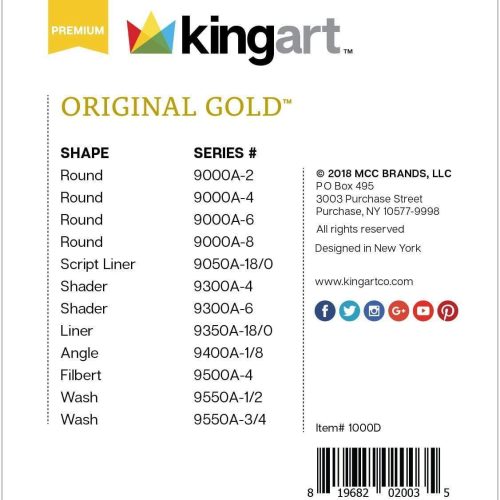 kingart premium kingart original gold aqua series golden taklon brushes gift box set of 12 29456621371553