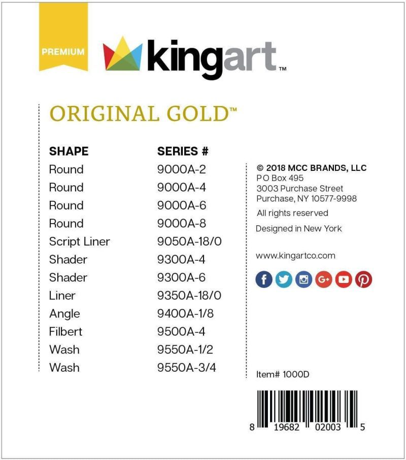 kingart premium kingart original gold aqua series golden taklon brushes gift box set of 12 29456621371553