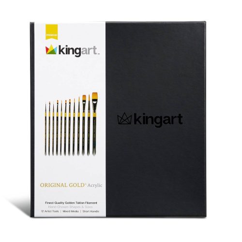 kingart premium kingart original gold aqua series golden taklon brushes gift box set of 12 29560844648609