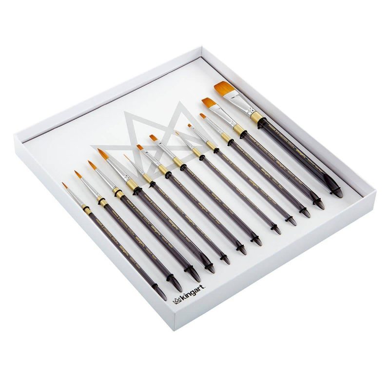 kingart premium kingart original gold aqua series golden taklon brushes gift box set of 12 29560844877985