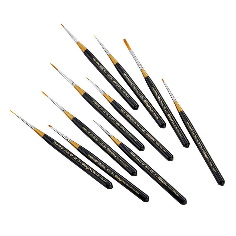 kingart premium kingart original gold detail series golden taklon mini brushes gift box set of 10 29560856379553