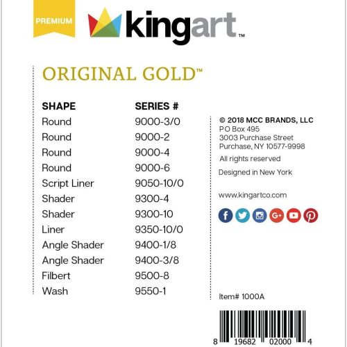 kingart premium kingart original gold series golden taklon brushes gift box set of 12 29456598368417