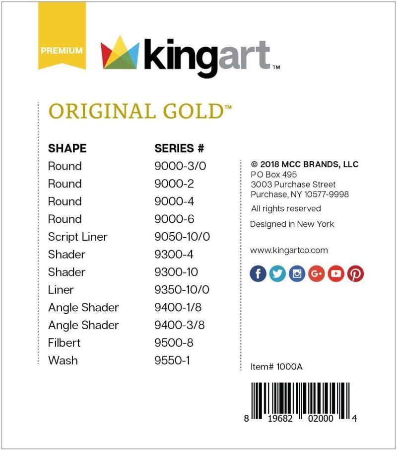 kingart premium kingart original gold series golden taklon brushes gift box set of 12 29456598368417