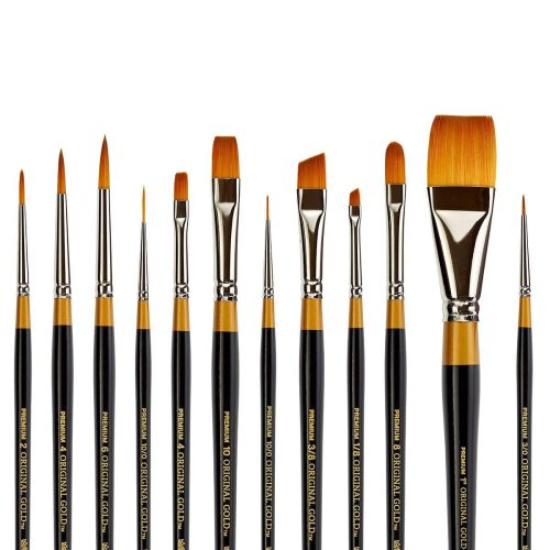 kingart premium kingart original gold series golden taklon brushes gift box set of 12 29560822628513