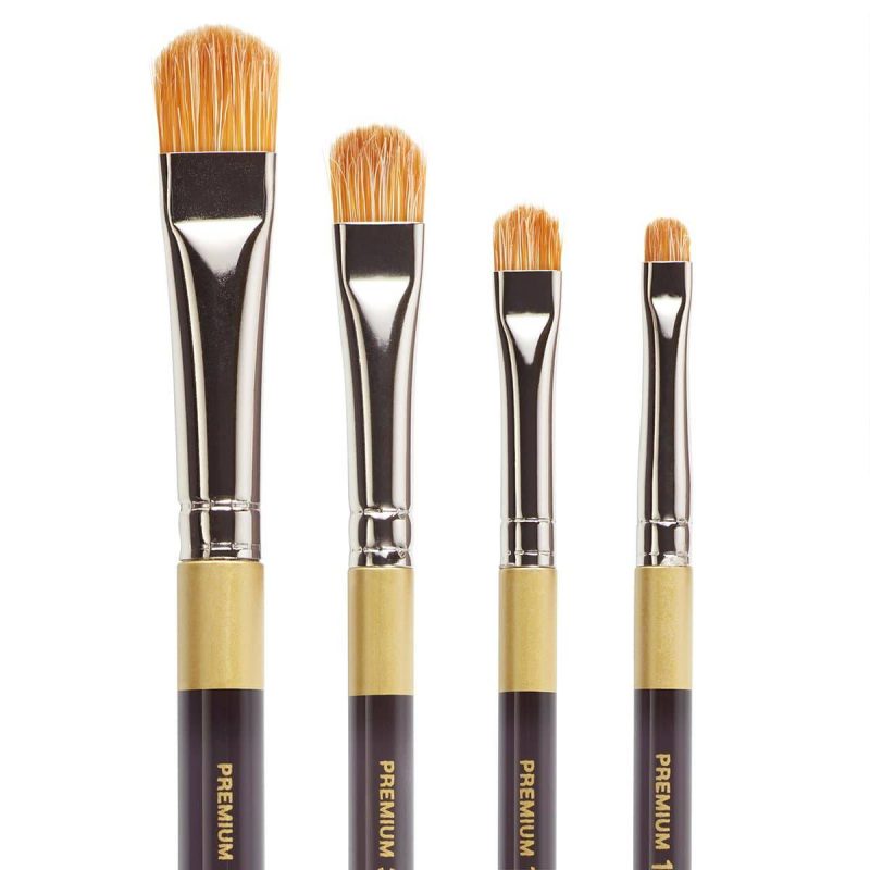 kingart premium kingart original gold specialty 9247 series crescent filbert blender artist brush golden taklon white bristle blend acrylic handle set of 4 30080943456417