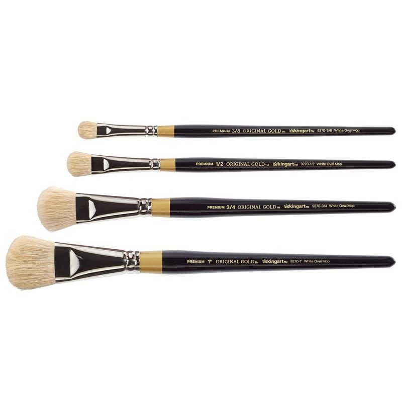 kingart premium kingart original gold specialty 9270 series oval mop brush super soft white natural goat set of 4 30112361676961