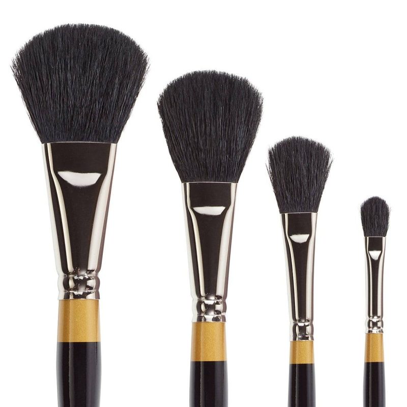 kingart premium kingart original gold specialty 9275 series oval mop brush super soft dyed black natural goat blend set of 4 30080429326497