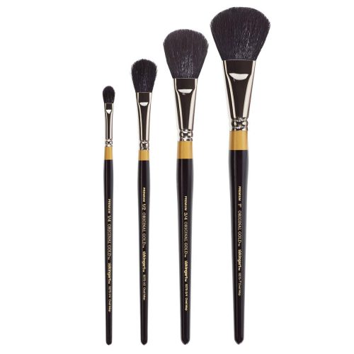 kingart premium kingart original gold specialty 9275 series oval mop brush super soft dyed black natural goat blend set of 4 30080430407841