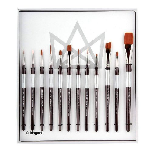 kingart premium kingart precision series amber taklon brushes ergonomic comfort handle gift box set of 12 29477169135777