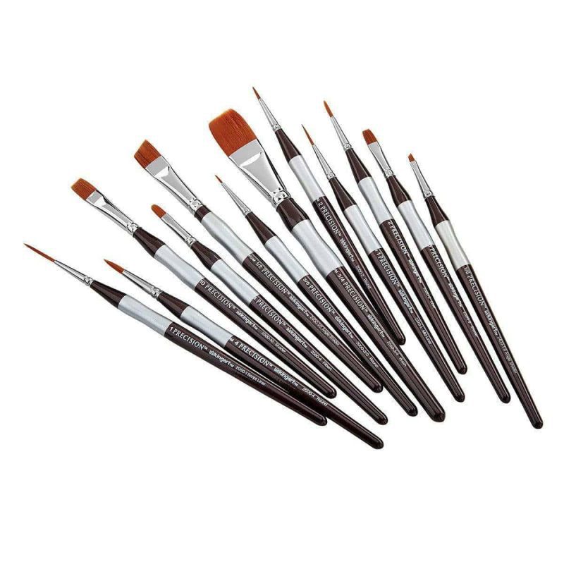 kingart premium kingart precision series amber taklon brushes ergonomic comfort handle gift box set of 12 29477171560609