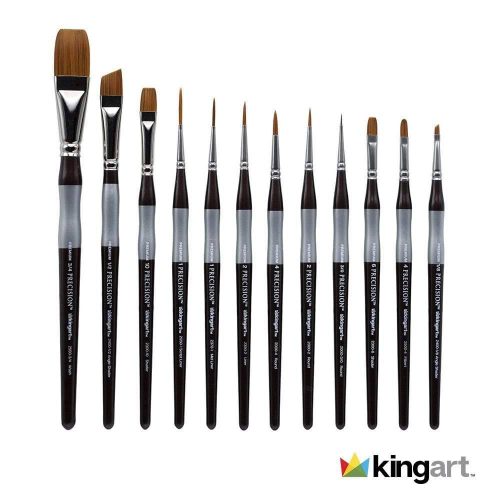 kingart premium kingart precision series amber taklon brushes ergonomic comfort handle gift box set of 12 29477176901793