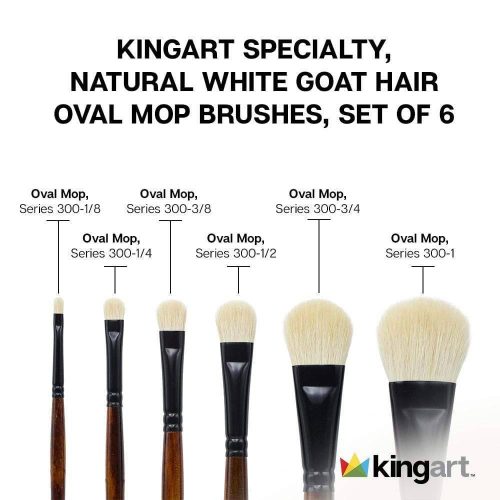 kingart premium kingart premium specialty oval mop artist brushes white super soft natural goat hair set of 6 sizes 29476268703905