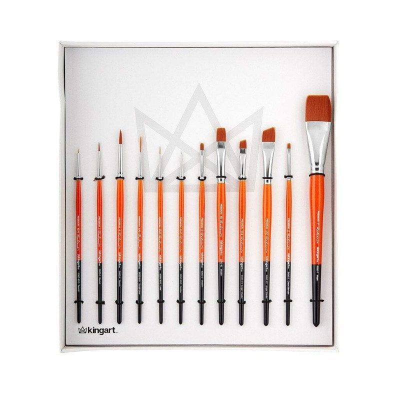 kingart premium kingart radiant taklon brushes gift box set of 12 29484511133857