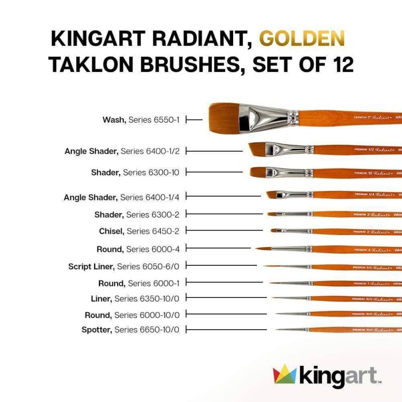 kingart premium kingart radiant taklon brushes gift box set of 12 29484567396513