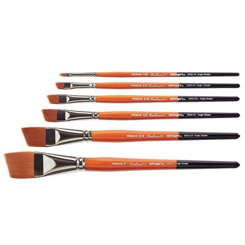 kingart premium kingart radiant taklon brushes series 6400 angular shader set of 6 29490438111393