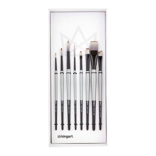 kingart premium kingart stellar series synthetic blend mixed media artist brushes gift box set of 8 29476222697633