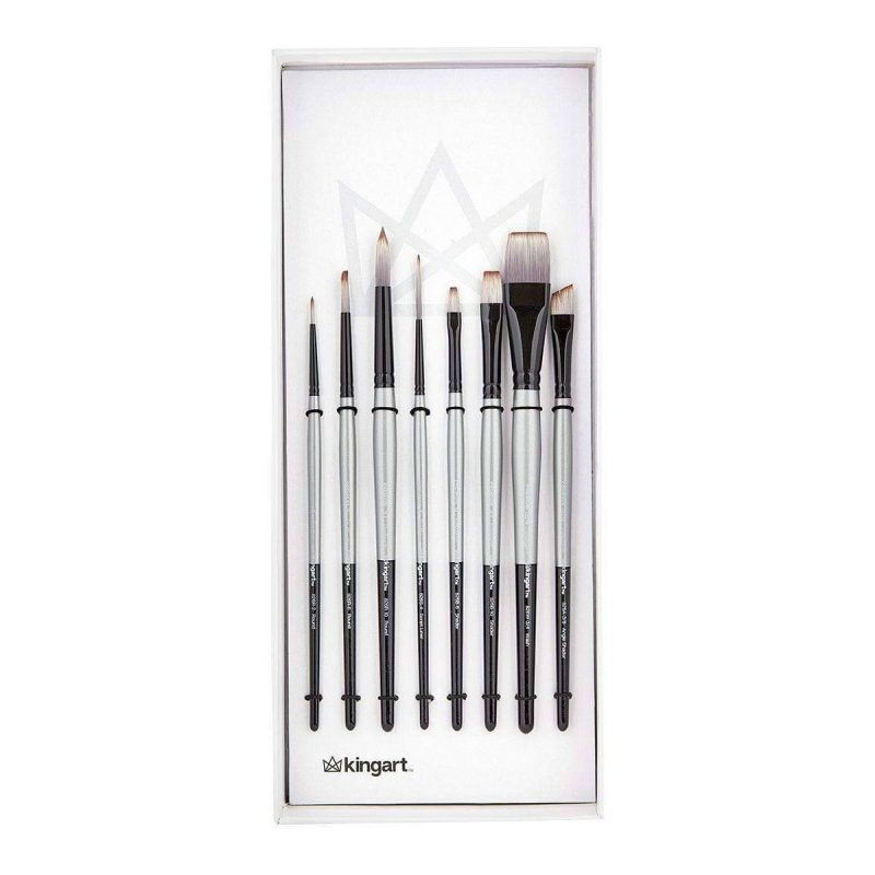 kingart premium kingart stellar series synthetic blend mixed media artist brushes gift box set of 8 29476222697633