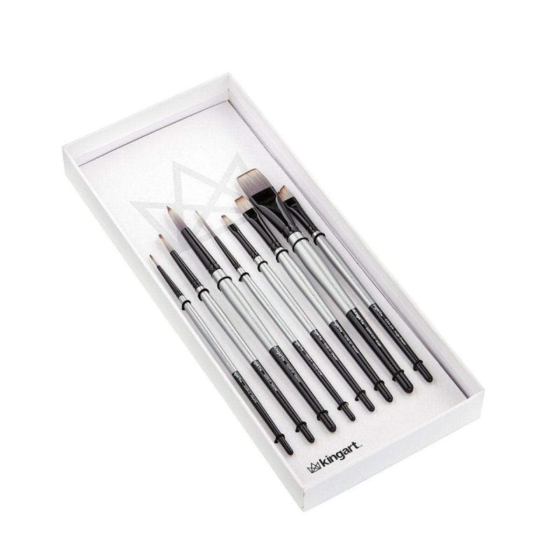 kingart premium kingart stellar series synthetic blend mixed media artist brushes gift box set of 8 29476245766305