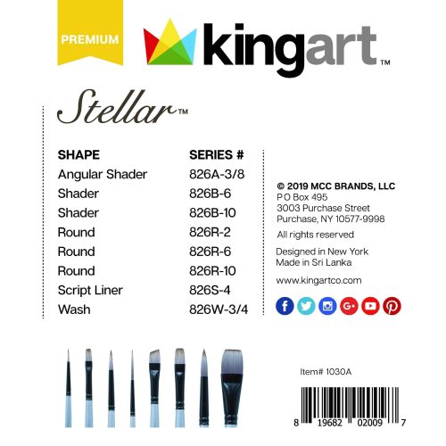 kingart premium kingart stellar series synthetic blend mixed media artist brushes gift box set of 8 29476257366177