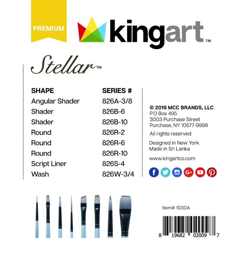 kingart premium kingart stellar series synthetic blend mixed media artist brushes gift box set of 8 29476257366177