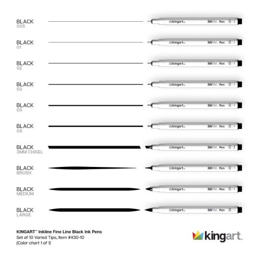 kingart pro kingart inkline fine line art graphic pens archival black japanese ink set of 10 unique tips 29456569172129