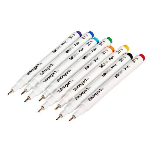 kingart pro kingart inkline fine line art graphic pens archival japanese ink set of 8 unique colors size 08 29490286035105