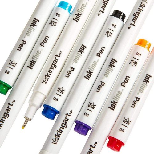 kingart pro kingart inkline fine line art graphic pens archival japanese ink set of 8 unique colors size 08 29490287280289