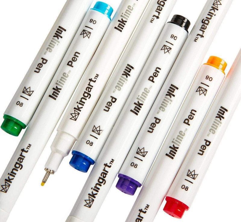 kingart pro kingart inkline fine line art graphic pens archival japanese ink set of 8 unique colors size 08 29490287280289