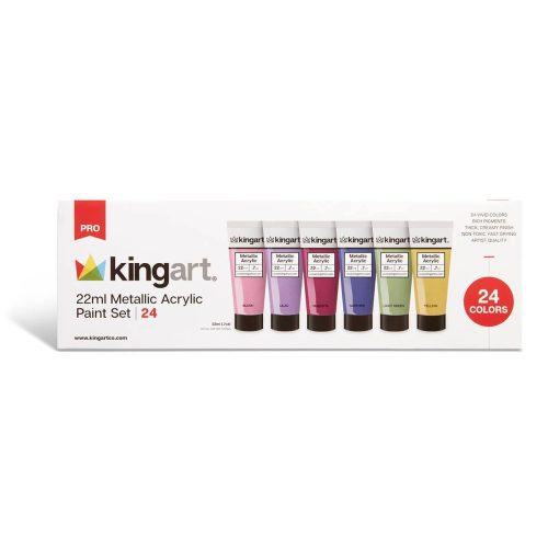 kingart pro kingart pro artist acrylic paint 22ml 0 74oz set of 24 unique metallic colors 30197037858977