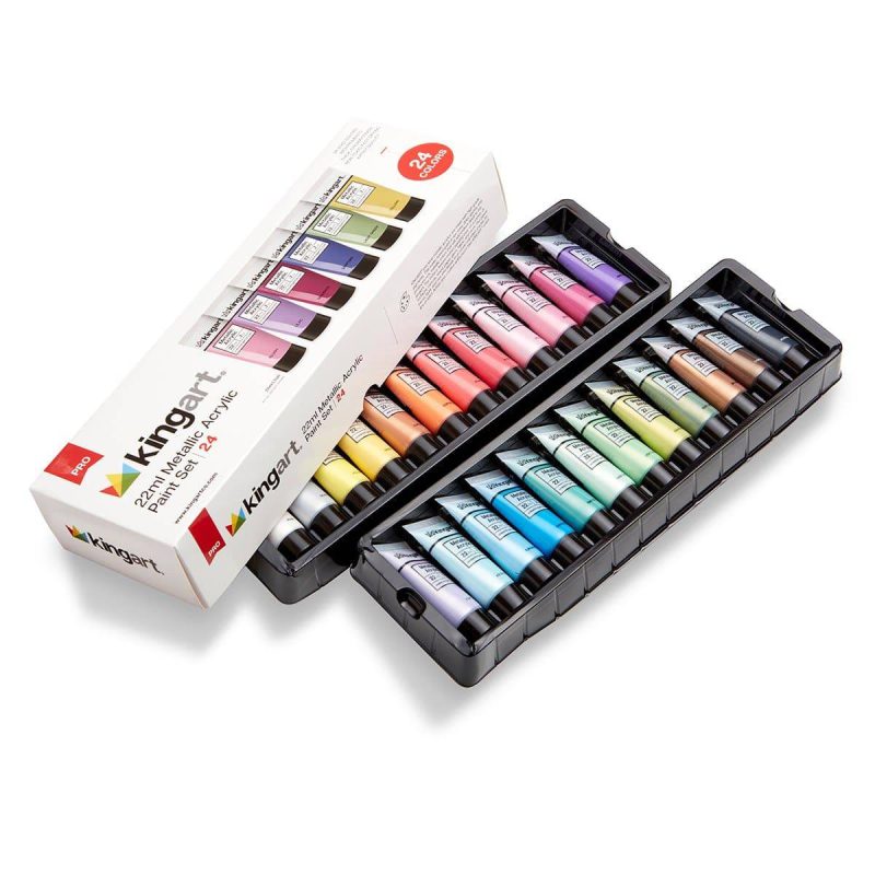 kingart pro kingart pro artist acrylic paint 22ml 0 74oz set of 24 unique metallic colors 30197038219425