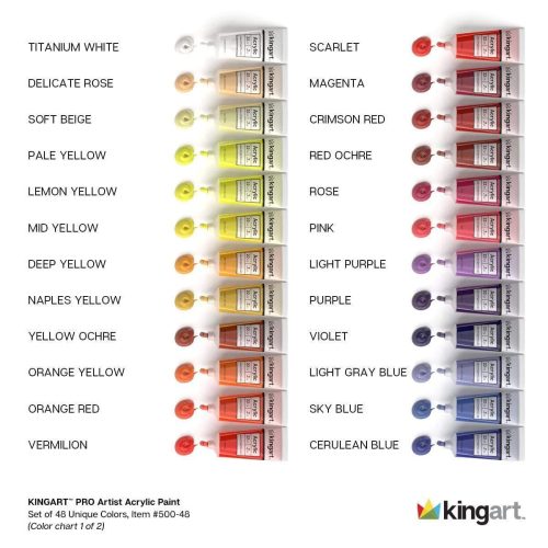 kingart pro kingart pro artist acrylic paint 22ml 0 74oz set of 48 unique colors 29465105137825