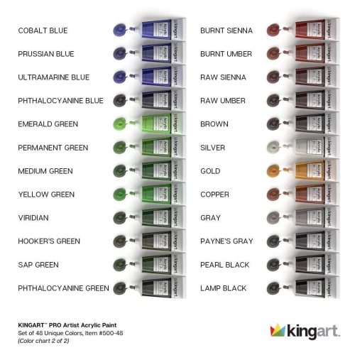 kingart pro kingart pro artist acrylic paint 22ml 0 74oz set of 48 unique colors 29465105989793