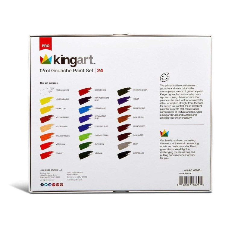 kingart pro kingart pro artist gouache paint 12ml 4oz set of 24 unique colors 29461311258785