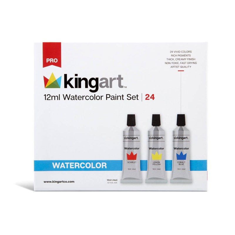 kingart pro kingart pro artist watercolor paint 12ml 4oz set of 24 unique colors 29561291997345