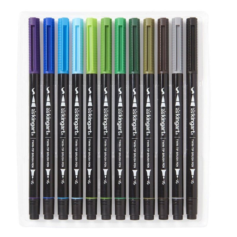 kingart pro kingart pro twin tip brush pen art markers set of 24 unique vivid colors 29536463585441