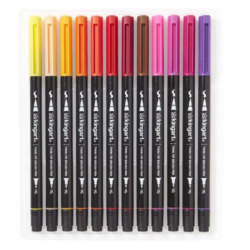 kingart pro kingart pro twin tip brush pen art markers set of 24 unique vivid colors 29536463782049