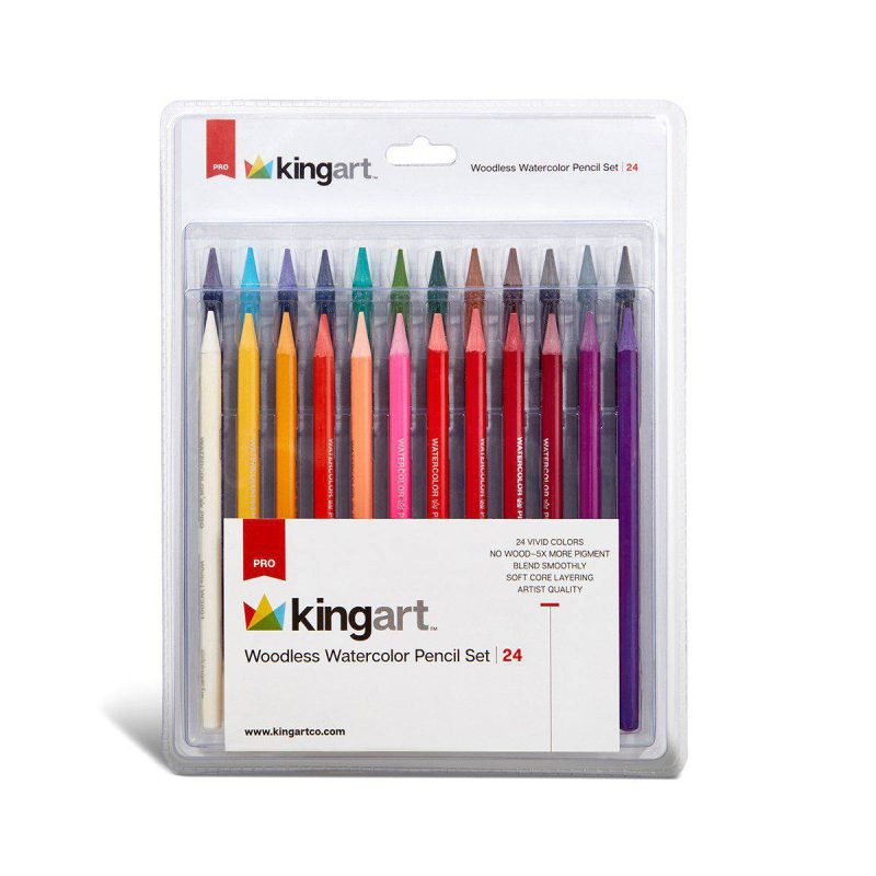 kingart pro kingart pro woodless watercolor pencils set of 24 colors 29440518652065