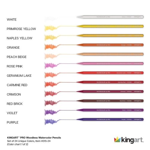 kingart pro kingart pro woodless watercolor pencils set of 24 colors 29440529399969