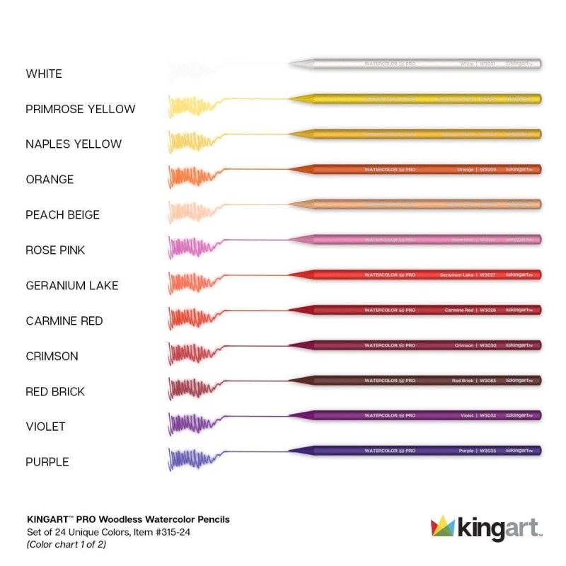 kingart pro kingart pro woodless watercolor pencils set of 24 colors 29440529399969