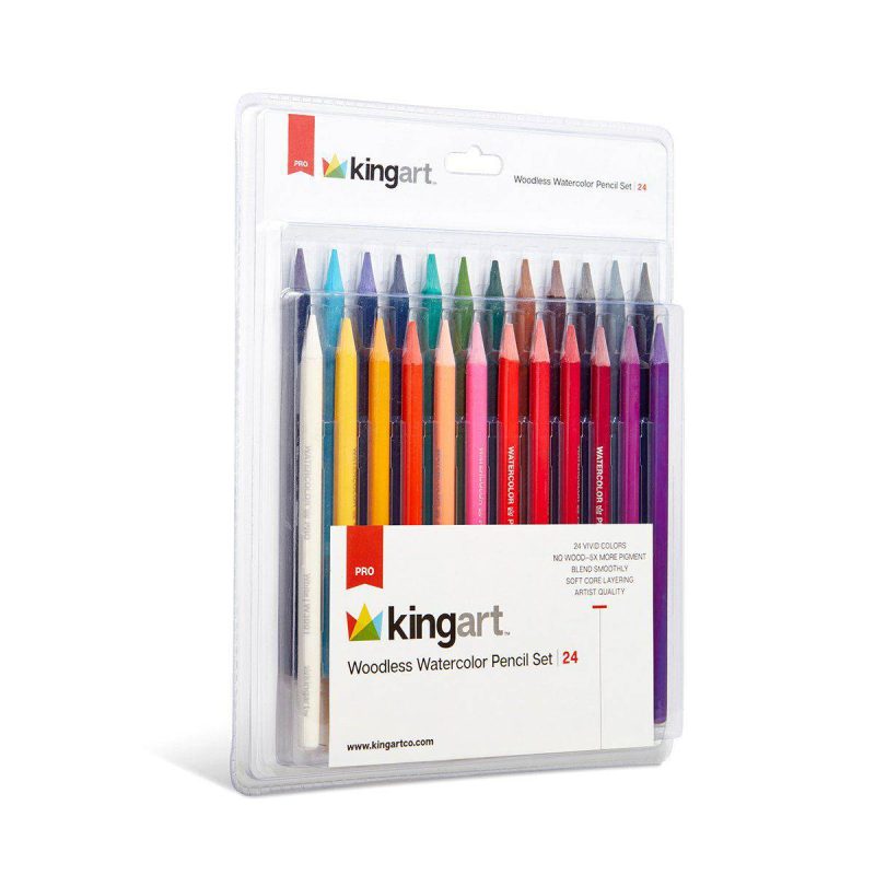 kingart pro kingart pro woodless watercolor pencils set of 24 colors 29440541851809